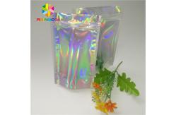 China Custom Plastic Mylar Resealable Stand Up Pouches Holographic Cosmetics Packaging supplier