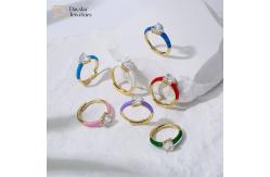 China Enamel Heart Diamond Rings , Opening Adjustable Zircon Love Heart Band Ring supplier