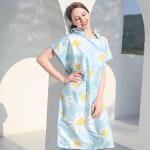 Hooded Microfiber Sand Free Terry Beach Towel Poncho Square Shape for sale