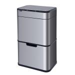 Automatic Dual Recycling Waste Bin Garbage Container Living Room Metal Trash Can Sensor Bin With Removable Inner for sale