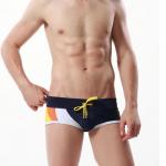 Comfortable Mens Swimming Trunks Boxer Sexy Low Waist Swimming Trunks Color Matching for sale