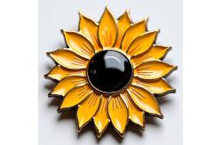 China Sunflower Fridge Magnet With Enamel Petals And Resin Center supplier