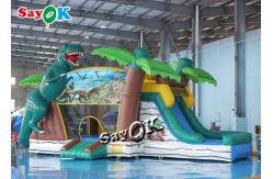 China Jurassic Dinosaur Inflatable Bounce House Water Slide For Kids Playground supplier
