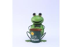 China ODM Exquisite Metal Frog Ornaments / Metal Frog Figurines With Bucket supplier