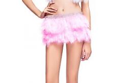 China Double Layer Skirt / Fabulous Feather Mini Skirt With Rhinestones Waist Band supplier
