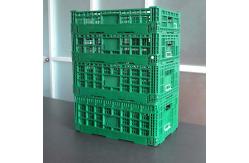 China Green Collapsible Fruit Plastic Crates Portable For Home Shopping supplier