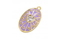 China Zircon Oval Enamel Heart Pendant Gold Plated Charms OEM supplier