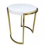 Round white Stone top polished gold finish metal frame coffee table/side table for hotel bedrooom and living room for sale