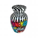 Custom Design Ceramic Cremation Memorial Urn Humans Pets Graffiti Stripe Wholesale for sale