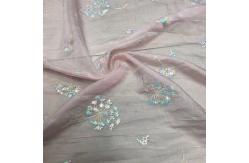 China OEM 130cm Garment Embroidered Sequin Lace Fabric Polyester Chiffon Material supplier