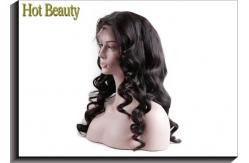 China Virgin Human Hair Front Lace Wigs Loose With Baby Hair Around , Elastic supplier