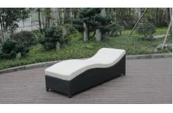 China Army Green Rattan Sun Lounger With White Cushion And Aluminum Frame supplier