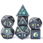 Dragon Scale Solid Metal Dice Set Multi Color DND RPG Bright Colors for sale