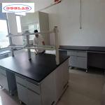 Functional Wooden Chemistry Lab Furniture Grey White Laboratory Workbenches for a Safe Work Environment for sale