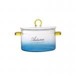 Simple Gradient Blue 4mm Glass Cutlery Salad Bowl for sale