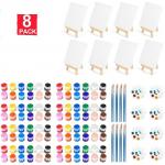 Custom Size Canvas And Paint Set With 16 Paint Brushes 8 Canva 8 Wood Easel 8 Plate for sale