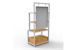 China Length 650mm Width 350mm Iron And Wood Shelves , Iron And Wood Bookshelf Black supplier