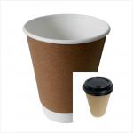 Double PE Coating Takeaway Kraft Disposable Paper Cups For Drinking for sale