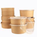 Oilproof Salad Kraft Bowls With Lids Leakproof Compostable Nontoxic for sale