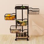 3 4 5 Tiers Adjustable Rotating Storage Trolley Cart for Kitchen Bathroom Storage for sale