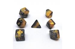 China Yellow And Black Marble Resin RPG Dice Desktop Game Dice Set supplier