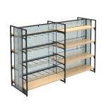 Wooden Gondola Shelving Miniso Style Shop Furniture Adjustable for sale