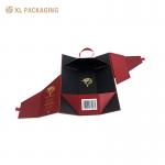 Ribbon Handle Silver Foil Logo Printing Folding Wine Box For Luxury Champagne Gifts Luxury Custom Wine Box for sale