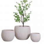 neutral beige round fiber clay planter with irregular wavy lines pattern lightweight durable low-maintainence flower pot holiday Villa hotel shopping mall office decoration garden landscaping project