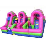 Colrful Giant Combo Inflatable Fun City With Slide And Obstacle Course
