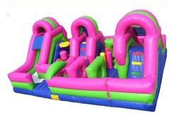 China Large Inflatable Fun City /  Inflatable Amusement Park With triple Obstacle Course Combo supplier