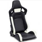 PVC Adjustable White And Black Racing Seats / Sports Car Seat with single slider for sale