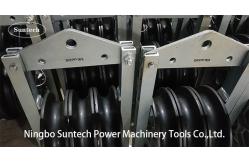 China 3 Nylon Sheaves With Rubber Bundled Overhead Conductor Stringing Blocks supplier