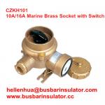 10A/16A marine brass socket with switch CZKH101 electrical connectors IP56 for sale