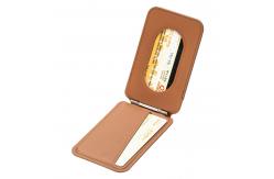 China Customized Real Leather Magsafe Wallet With Adjustable Stand Embossed Logo supplier