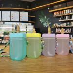 300ml Plastic Cute Water Bottle Multicolor With Straw