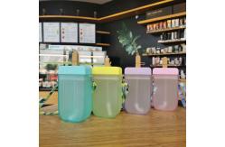 China 300ml Plastic Cute Water Bottle Multicolor With Straw supplier