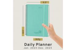 China Green Softcover 2023 Spiral Planner Weekly Schedule Yearly Agenda Monthly Tabs supplier