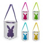 Blank Sublimation Easter Bunny Basket With Color Handle Cute Rabbit Tail Custom Linen Easter Rabbit Basket for sale