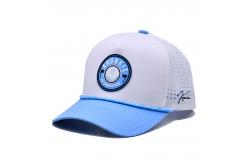 China Classic 5 Panel Trucker Cap With Little Curve Brim And Snapback Closure supplier