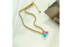 China Custom Gold Plated Teddy Bear Pendant Necklace Lovely Artificial Cubic Zirconia supplier