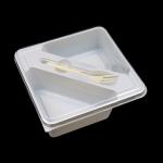 Customized Double Cavity Pet White Plastic Triangular Sandwich Box With Fork for sale