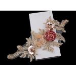 3D Flower Beaded Lace Embroidered Applique Patches Collar With Sequin Rhinestone for sale