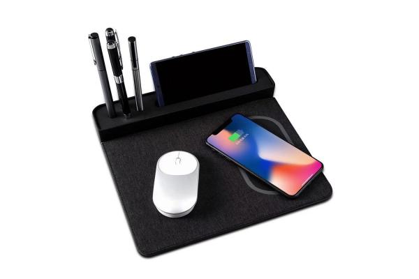 Desk 10w Office Wireless Fast Charging Mouse Pad With Pen Holder
