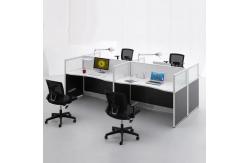China ISO Modular Four Person Workstation Desk Glass Panel Black Wooden supplier