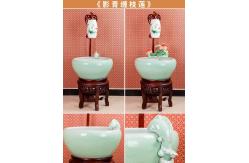 China Shadowy Blue Glaze Pattern Base 460mm koi fish bowl supplier