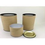 Anti - Rust Paper Tube Packaging With Metal Lid / Tea Tin Paper Cylinder Containers for sale