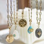18k Gold Plated Natural Stone Pendant Charms For Necklace Earrings Custom DIY for sale