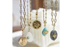 China 18k Gold Plated Natural Stone Pendant Charms For Necklace Earrings Custom DIY supplier