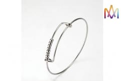 China SS304 Twisted Expandable Movable Bead Womens Engraved Bracelets supplier