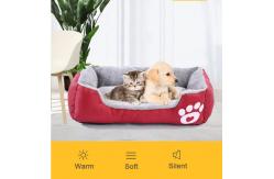 China 28 Inch Machine Washed Pet Calming Beds Soft Luxury Square Plush Dog Sofa supplier